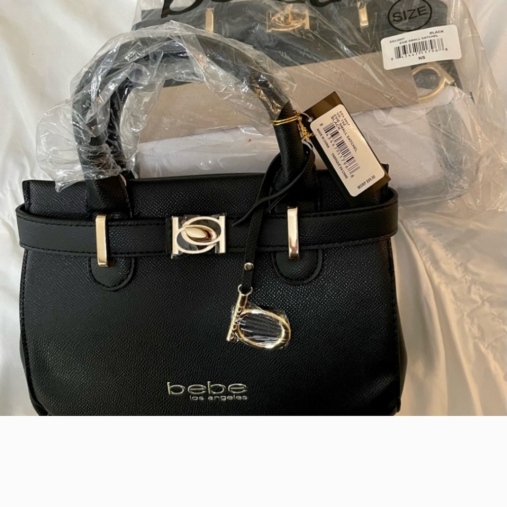 NWT🖤BEBE Evie Black Small Satchel purse - Picture 7 of 7